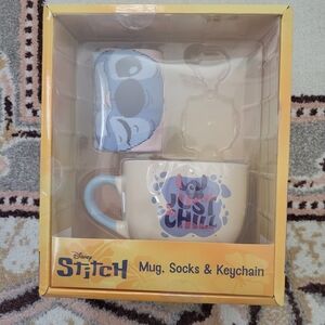 Disney Stitch Mug, Socks & Keychain Set
